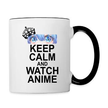 Keep Calm And Watch Anime - Tasse zweifarbig - Weiß/Schwarz - Rechts