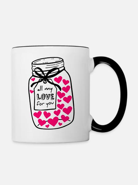 Einmachglas voll Liebe - Tasse zweifarbig - Weiß/Schwarz