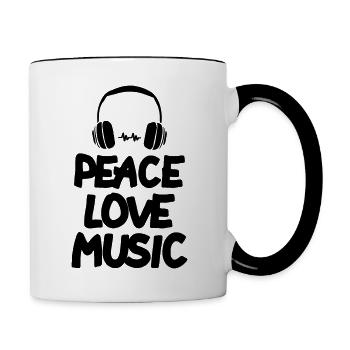Peace Love Music - Tasse zweifarbig - Weiß/Schwarz - Rechts