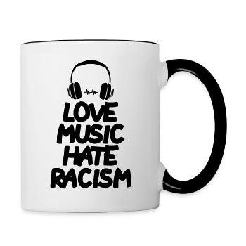 Love Music Hate Rasicm - Mug contrasté - blanc/noir - Droite