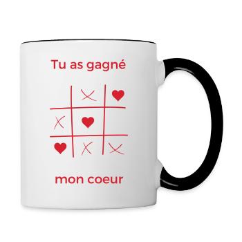 Tu as gagné mon coeur mon Amour - Mug contrasté - blanc/noir - Droite