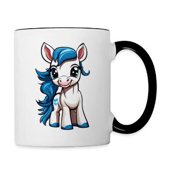 Cute smiling pony - Contrasting Mug - white/black - Right