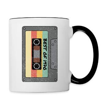 Best of 1970 Classic cassette birthday gift - Contrasting Mug - white/black - Right