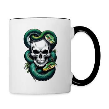 serpent squelette et tatouage - Mug contrasté - blanc/noir - Droite