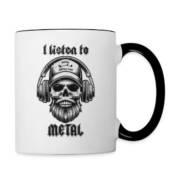 J’écoute du métal - Détecteur de crâne barbu - Mug contrasté - blanc/noir - Droite
