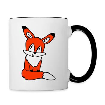 Fuchs Rotfuchs Wildes Tier Schlauer Wald Bewohner - Tasse zweifarbig - Weiß/Schwarz - Rechts