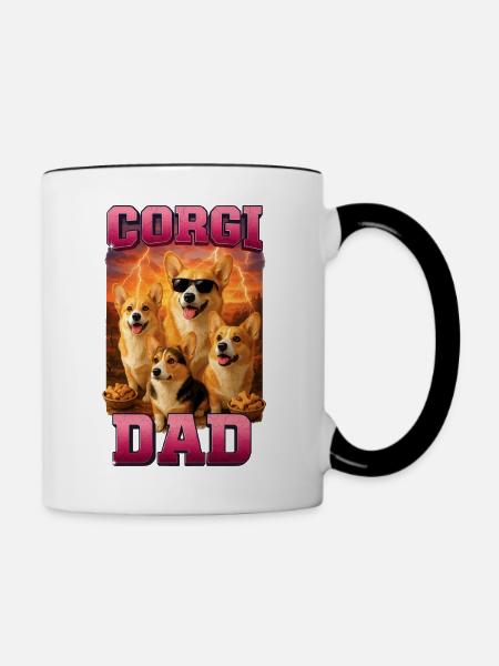 Corgi - Tasse zweifarbig - Weiß/Schwarz