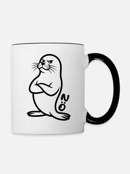 Seehund Nö - Tasse zweifarbig - Weiß/Schwarz