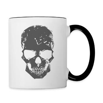 Schädel Grau - Tasse zweifarbig - Weiß/Schwarz - Rechts