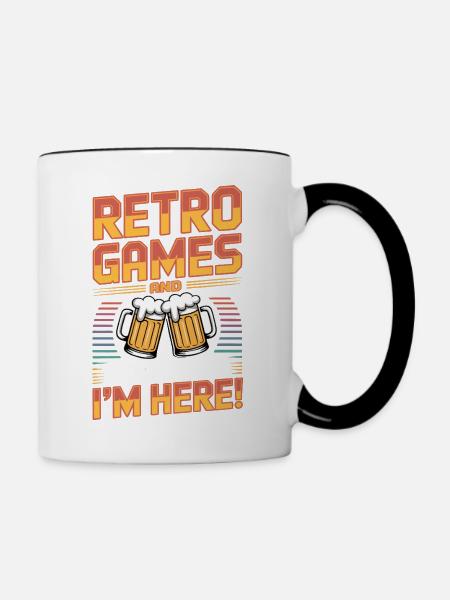 Retro-Spiele Bier – Emulation – Old-School-Konsole - Tasse zweifarbig - Weiß/Schwarz