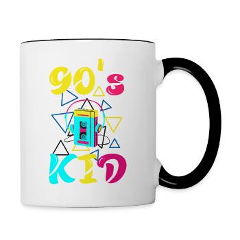 90s Kid Forever – Retro-T-Shirt für Fans der 90er - Tasse zweifarbig - Weiß/Schwarz - Rechts
