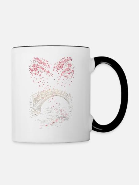 Kirschblüten Sakura Kirschblüte - Tasse zweifarbig - Weiß/Schwarz