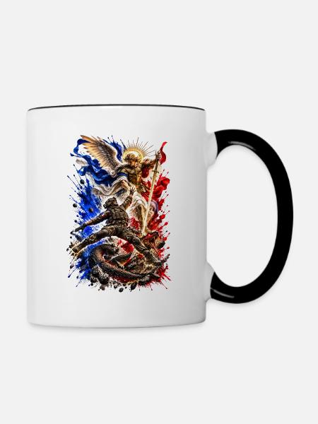 St. Michael der Beschützer - Tasse zweifarbig - Weiß/Schwarz