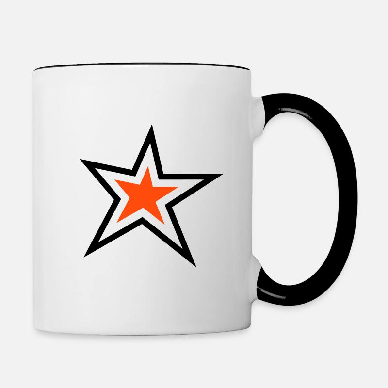 Stern mit Outline – 2 Farben - Tasse zweifarbig - Weiß/Schwarz