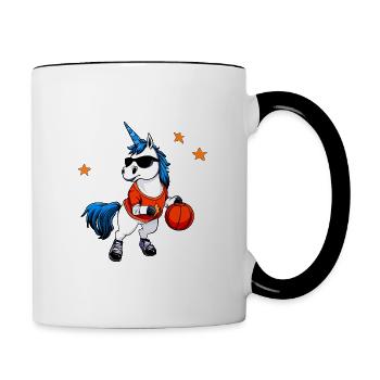 Basketball player Einhorn - Contrasting Mug - white/black - Right
