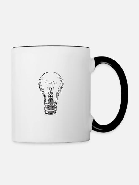 Glühbirne / Glühlampe - Tasse zweifarbig - Weiß/Schwarz