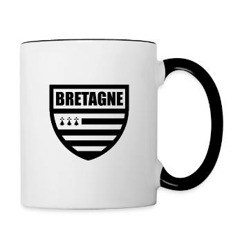 Bretagne Breizh BZH drapeau blason - Mug contrasté - blanc/noir - Droite