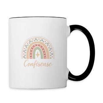 Cadeau Confiseuse. Boho Rainbow confiseuse. - Mug contrasté - blanc/noir - Droite
