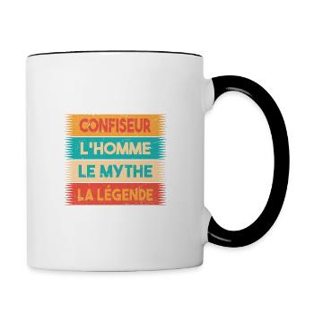 Confiseur, L'homme, Le mythe, cadeau confiseur. - Mug contrasté - blanc/noir - Droite