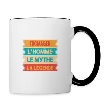 Fromager, L'homme, Le mythe, cadeau fromager. - Mug contrasté - blanc/noir - Droite