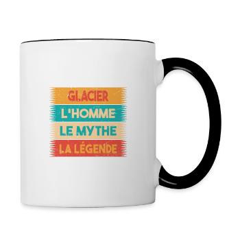 Glacier, L'homme, Le mythe, cadeau glacier. - Mug contrasté - blanc/noir - Droite