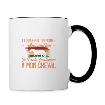 Je parle seulement à mon cheval. cadeau cavalier. - Mug contrasté - blanc/noir - Droite