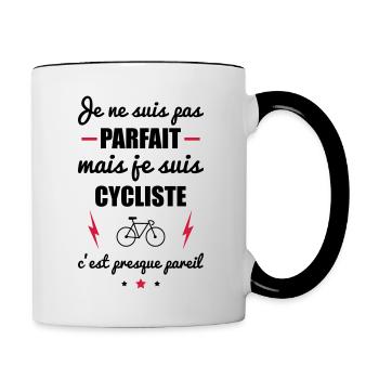 pas parfait mais cycliste, cyclisme, vélo - Mug contrasté - blanc/noir - Droite