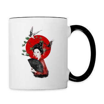 Japanische Kunst - Tasse zweifarbig - Weiß/Schwarz - Rechts
