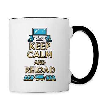 Ruhe bewahren und nachladen - Tasse zweifarbig - Weiß/Schwarz - Rechts