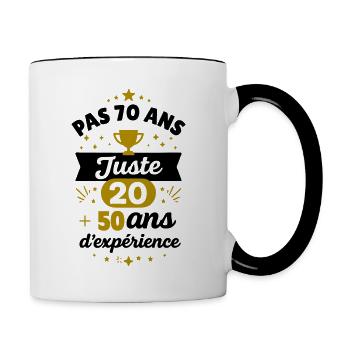 Cadeau d’anniversaire 70 ans Anniversaire Humour - Mug contrasté - blanc/noir - Droite