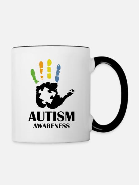 Bewusstsein für Autismus - Tasse zweifarbig - Weiß/Schwarz
