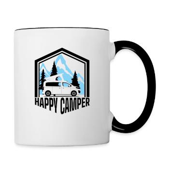 Happy Camper - Campster / Crosscamp Motiv - Tasse zweifarbig - Weiß/Schwarz - Rechts