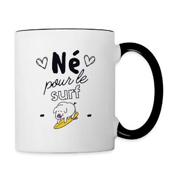 Né pour le surf - Mug contrasté - blanc/noir - Droite