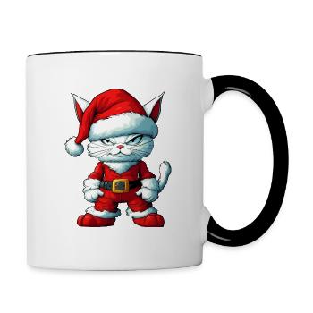 Cats Christmas / Santa Claus Cat - Contrasting Mug - white/black - Right