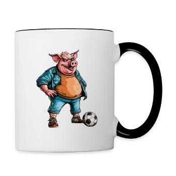 Cochon de football - Mug contrasté - blanc/noir - Droite