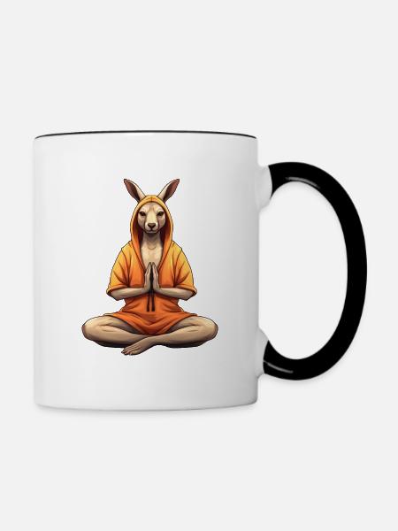 Kängurus Yoga - Tasse zweifarbig - Weiß/Schwarz