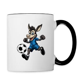 Football à âne (bleu) - Mug contrasté - blanc/noir - Droite