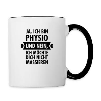 Physio - Massieren - Tasse zweifarbig - Weiß/Schwarz - Rechts