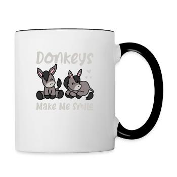 Donkeys Make Me Smile Mule Farm Animal - Contrasting Mug - white/black - Right