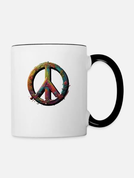 Peace - Tasse zweifarbig - Weiß/Schwarz