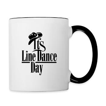 LINE DANCING, IT'S LINE DANCE DAY MIT HUT - Tasse zweifarbig - Weiß/Schwarz - Rechts