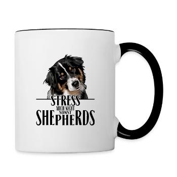 AUSTRALIAN SHEPHERD Spruch Wilsigns Aussie - Tasse zweifarbig - Weiß/Schwarz - Rechts