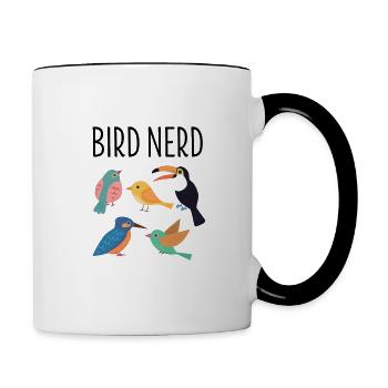 Nerd beak Exotic bird animal gift - Contrasting Mug - white/black - Right
