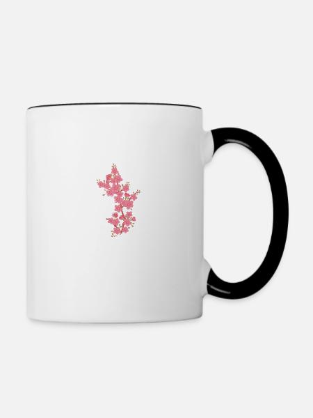 Dragon japonais cerisier fleur arbre Sakura arbre - Mug contrasté - blanc/noir
