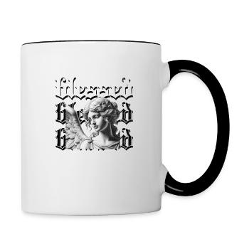 Gesegnet Engelstatue - Kreuze Glaube an Gott - Tasse zweifarbig - Weiß/Schwarz - Rechts
