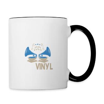 Je peux pas j'ai vinyle Cadeau amoureux de musique - Mug contrasté - blanc/noir - Droite