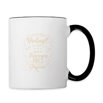 Vintage Né(e) en Février 1963 anniversaire février - Mug contrasté - blanc/noir - Droite