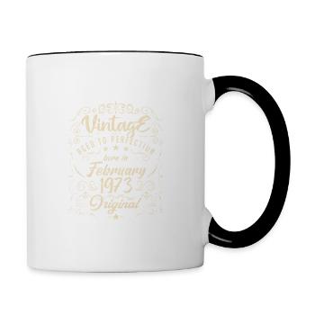 Vintage Born in February 1973 Anniversary February - Contrasting Mug - white/black - Right