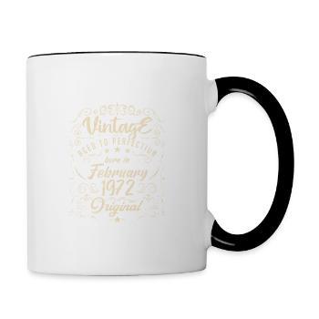 Vintage Né(e) en Février 1972 anniversaire février - Mug contrasté - blanc/noir - Droite