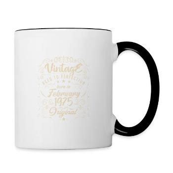 Vintage Né(e) en Février 1975 anniversaire février - Mug contrasté - blanc/noir - Droite